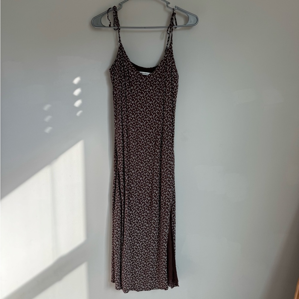 Abercrombie Brown Floral Midi Split Dress